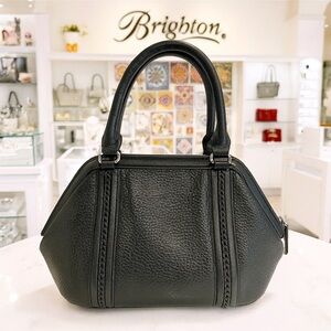 BRIGHTON COLLECTABLES BLACK PEBBLE LEATHER SATCHEL TOP HANDLE PURSE